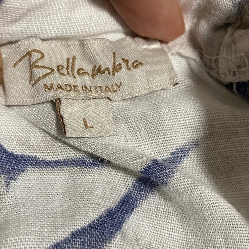 Bellambia madre in Italy Elegant Blue and White Floral Midi Dress Size L